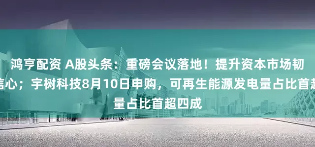 鸿亨配资 A股头条：重磅会议落地！提升资本市场韧性和信心；宇树科技8月10日申购，可再生能源发电量占比首超四成